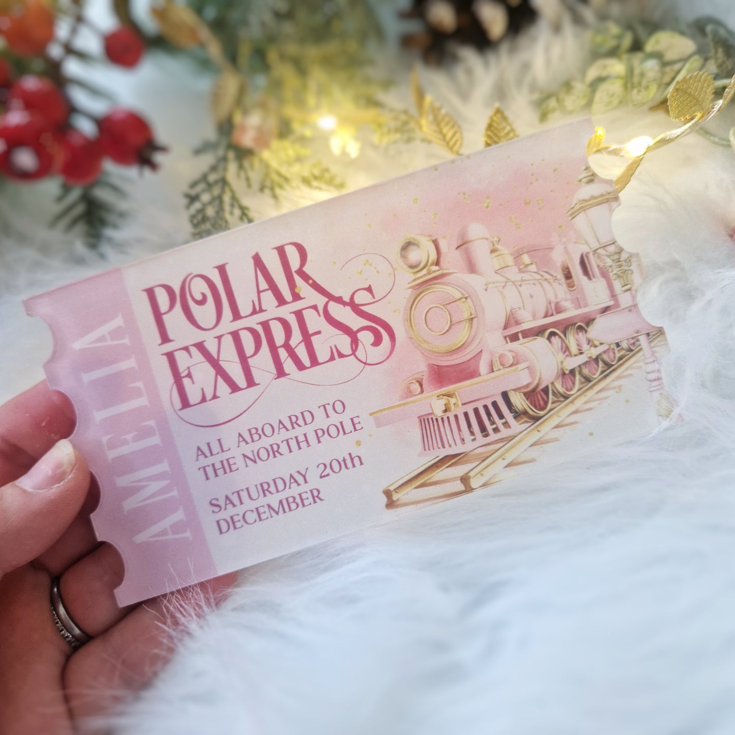 Polar Express Invitation - Acrylic Ticket