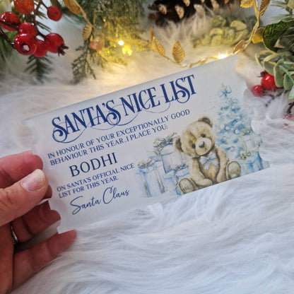 Santa's Good List - Acrylic Ticket Keepsake