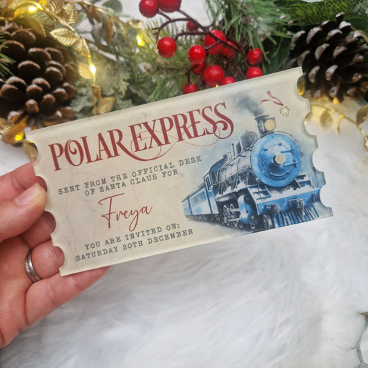 Polar Express Invitation - Acrylic Ticket