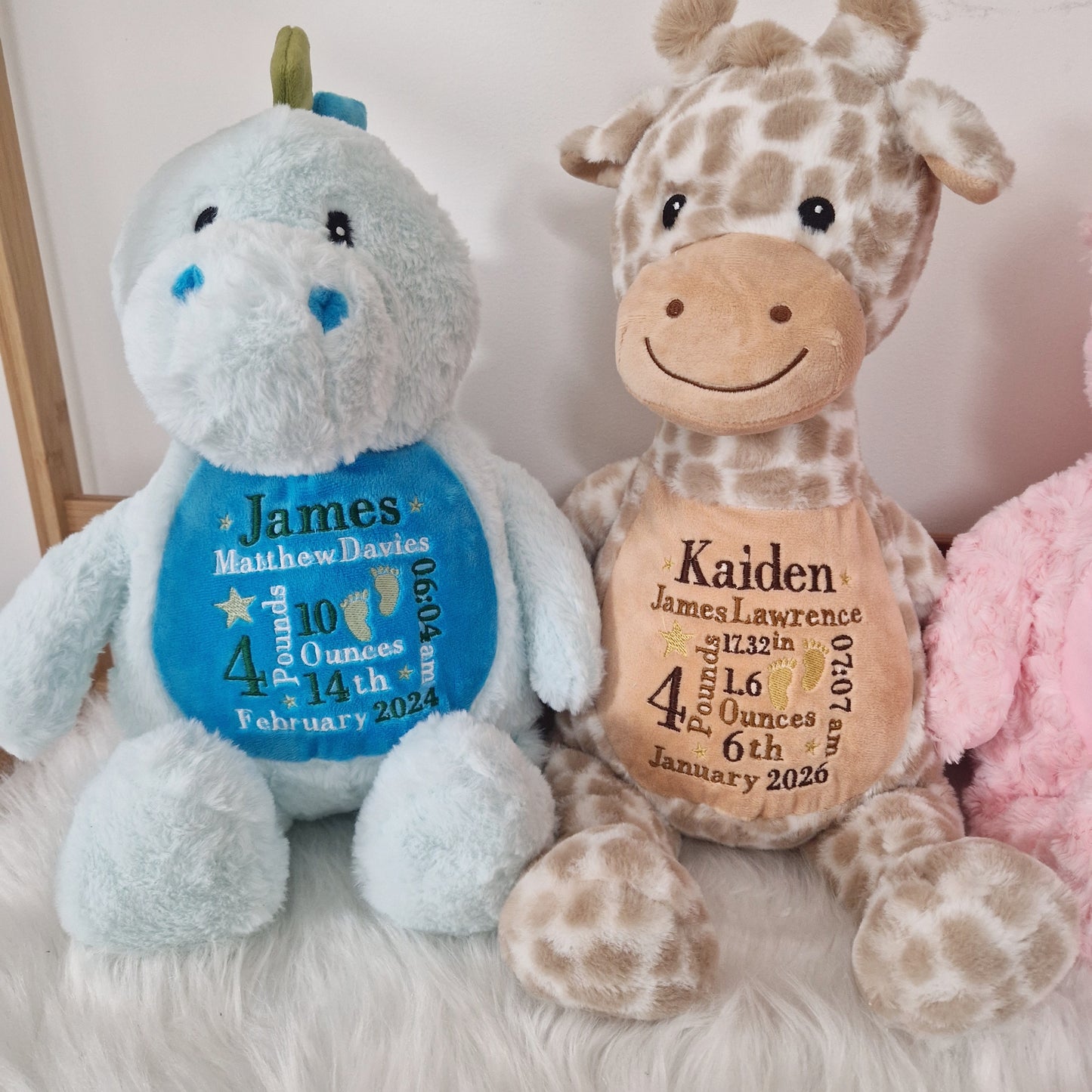 Embroidered Birth Announcement Soft Toy