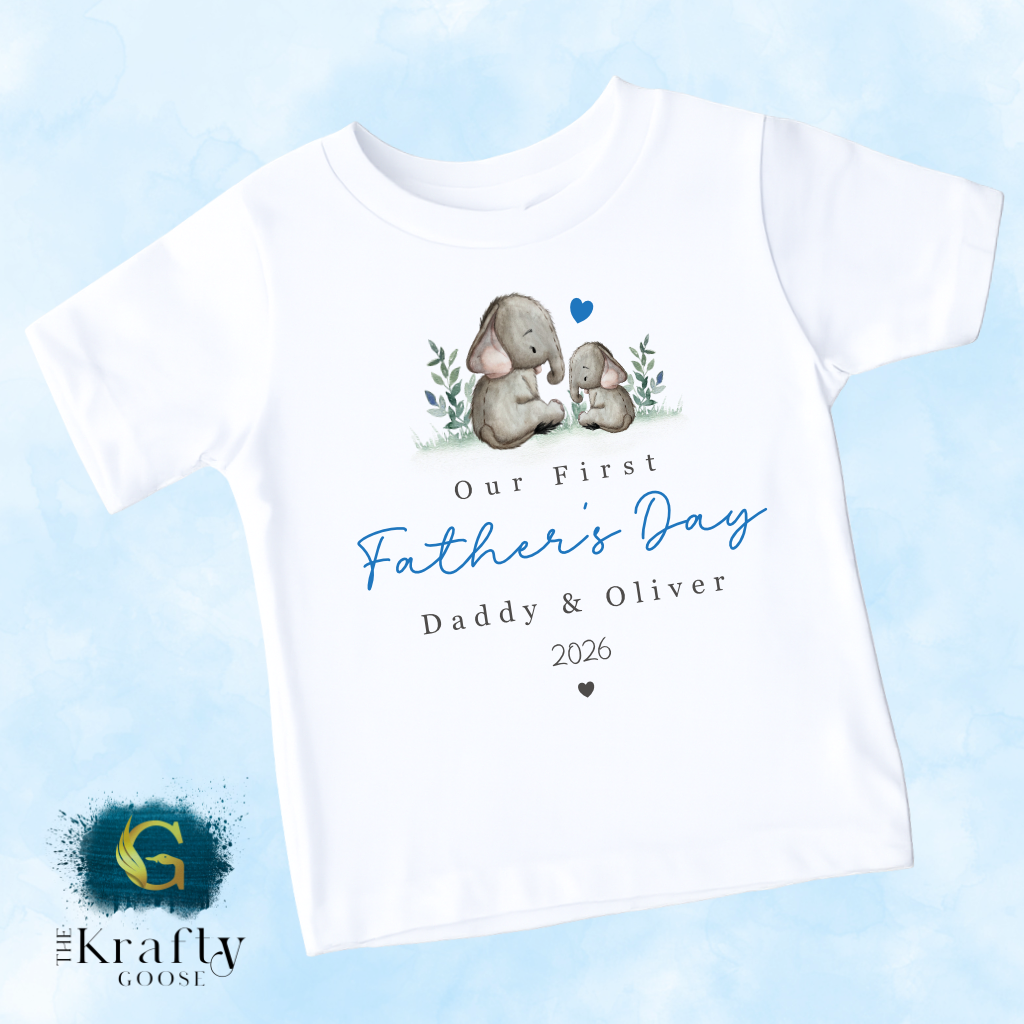 Our 1st Fathers Day Elephants - T-Shirt - Vest - Sleepsuit Romper - Sweater