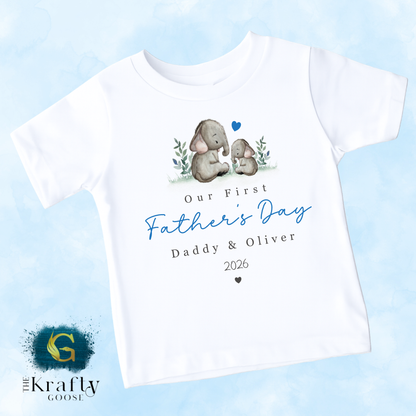 Our 1st Fathers Day Elephants - T-Shirt - Vest - Sleepsuit Romper - Sweater