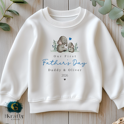Our 1st Fathers Day Elephants - T-Shirt - Vest - Sleepsuit Romper - Sweater
