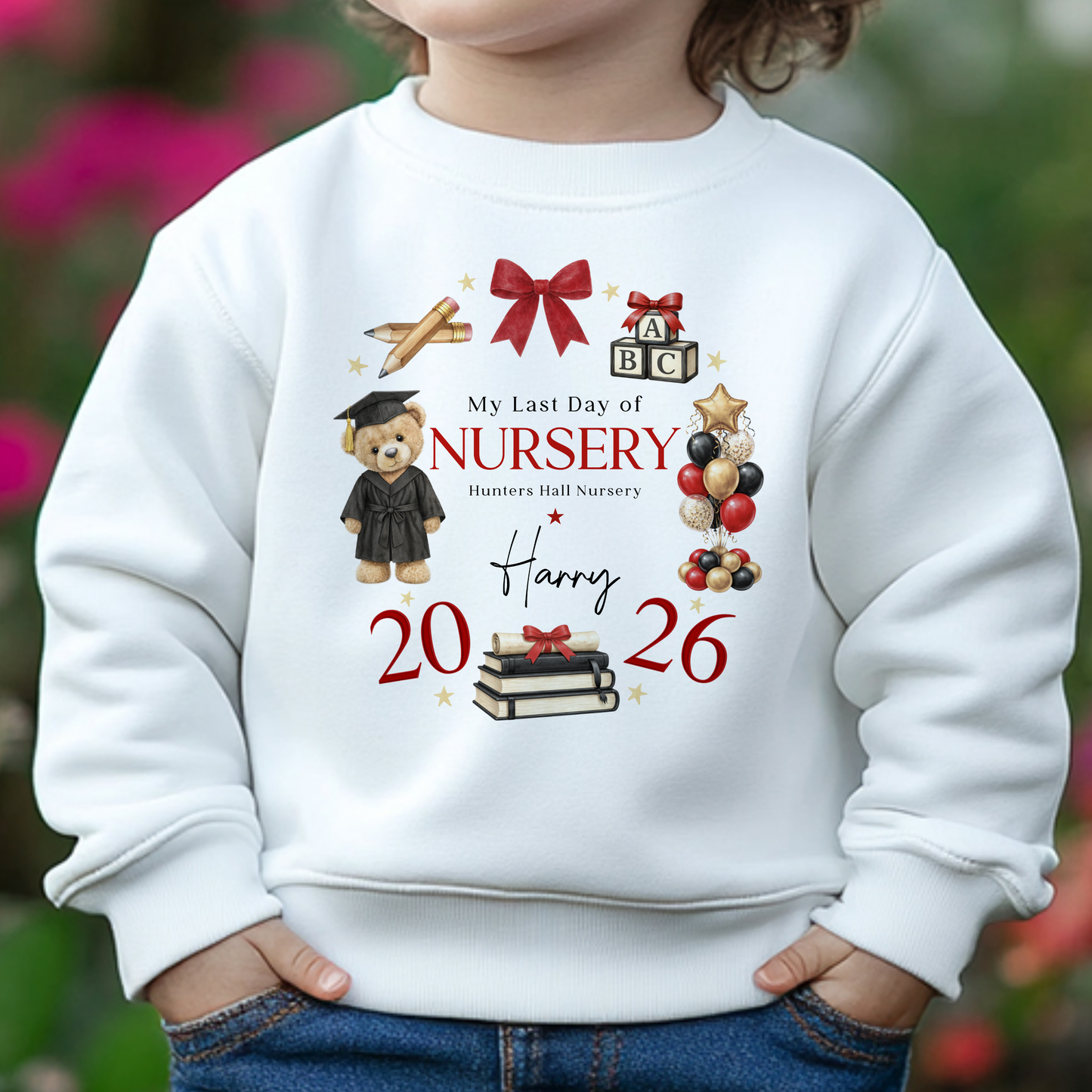 Nursery Graduation Teddy Wreath - T-Shirt or Sweatshirt