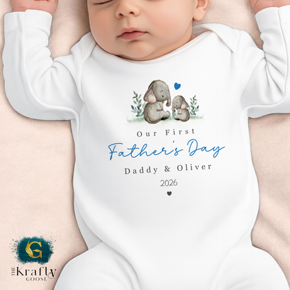 Our 1st Fathers Day Elephants - T-Shirt - Vest - Sleepsuit Romper - Sweater