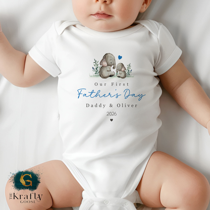 Our 1st Fathers Day Elephants - T-Shirt - Vest - Sleepsuit Romper - Sweater
