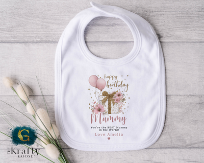 Happy Birthday Mummy - Floral Balloons - T-Shirt - Vest - Sleepsuit Romper