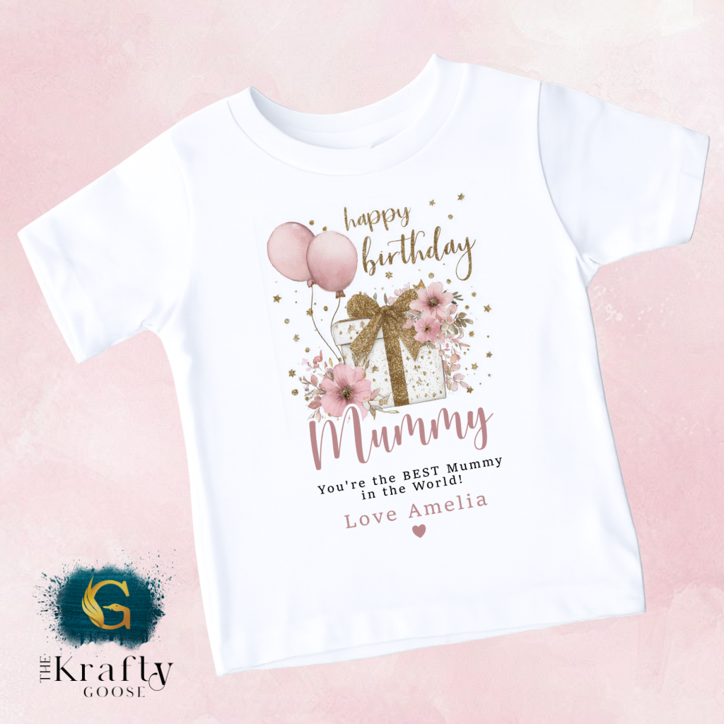 Happy Birthday Mummy - Floral Balloons - T-Shirt - Vest - Sleepsuit Romper