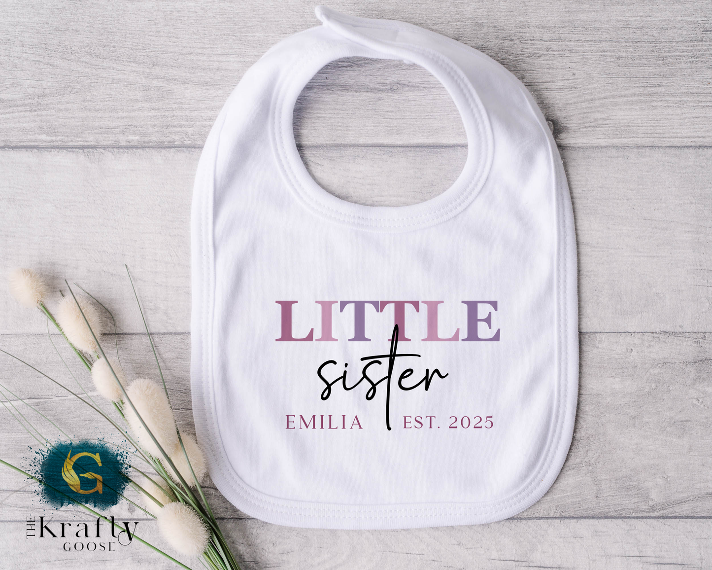 Little Sister - Script Design - Sleepsuit Romper - Vest - Bib
