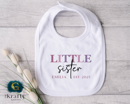 Little Sister - Script Design - Sleepsuit Romper - Vest - Bib