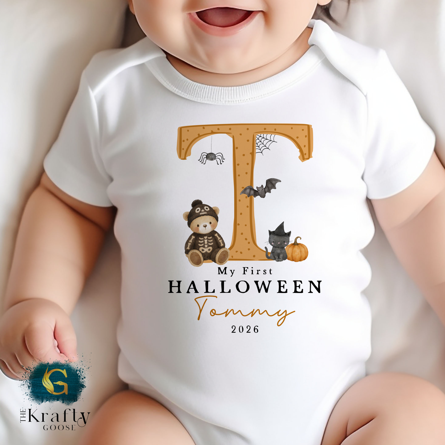 My First Halloween  - Cute Letter Design - Blue Pink or Orange