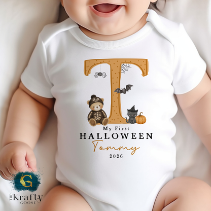 My First Halloween  - Cute Letter Design - Blue Pink or Orange