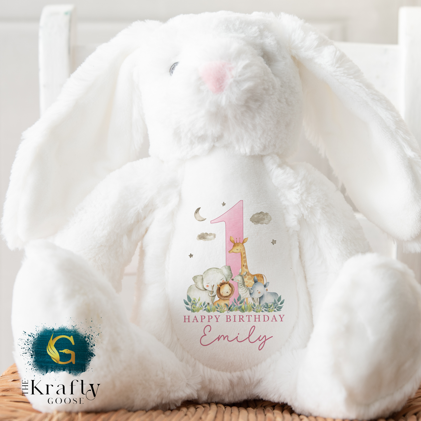 1st Birthday Bunny - Jungle Safari Animals
