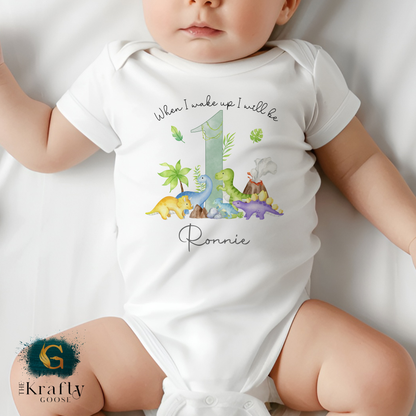1st Birthday - When I Wake Up - Dinosaurs Design