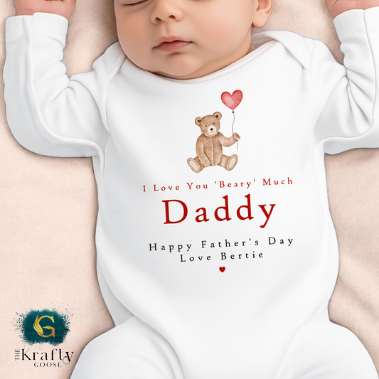 I Love You Beary Much Daddy Fathers Day - T-Shirt - Vest - Sleepsuit Romper - Sweater