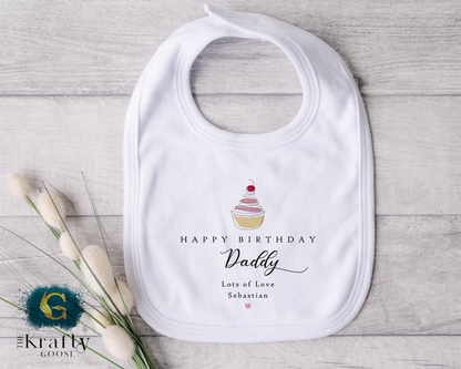 Happy Birthday Daddy - Minimal Cupcake - T-Shirt - Vest - Sleepsuit Romper