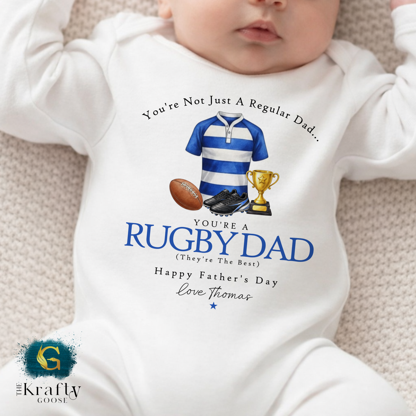 Rugby Dad - Happy Father's Day - T-Shirt - Vest - Sleepsuit Romper - Sweater