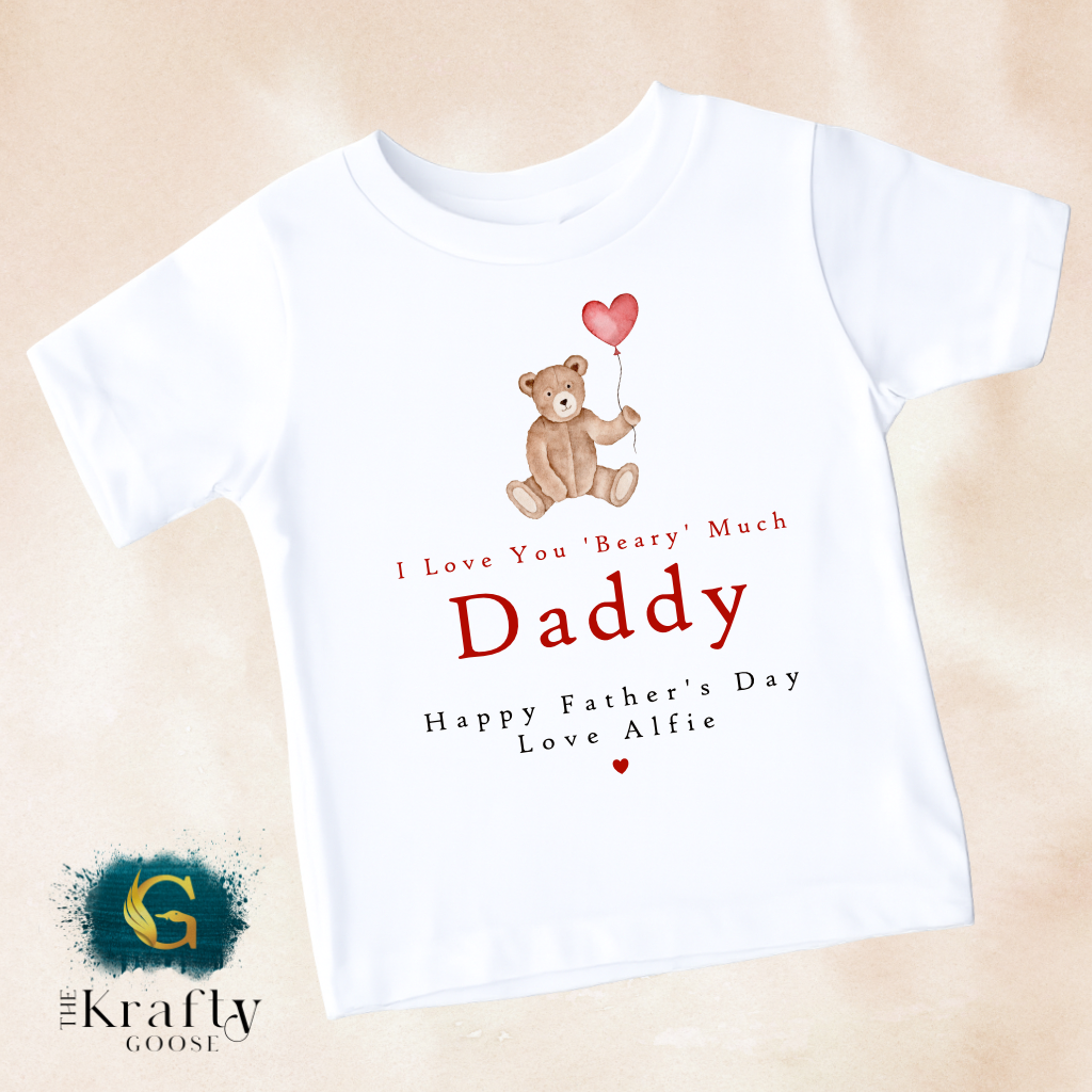 I Love You Beary Much Daddy Fathers Day - T-Shirt - Vest - Sleepsuit Romper - Sweater