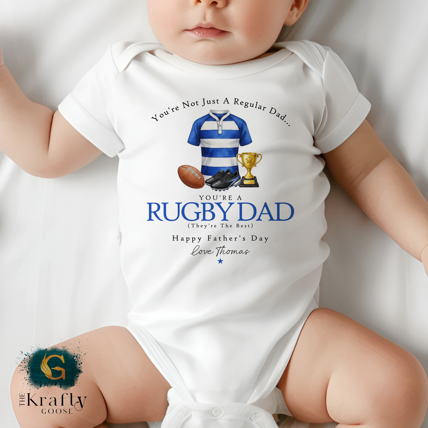 Rugby Dad - Happy Father's Day - T-Shirt - Vest - Sleepsuit Romper - Sweater