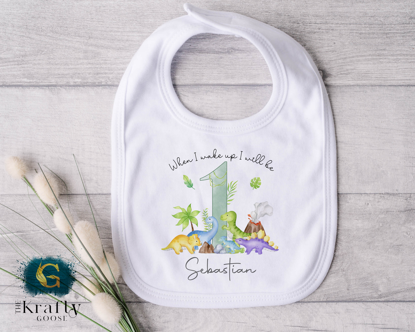 1st Birthday - When I Wake Up - Dinosaurs Design