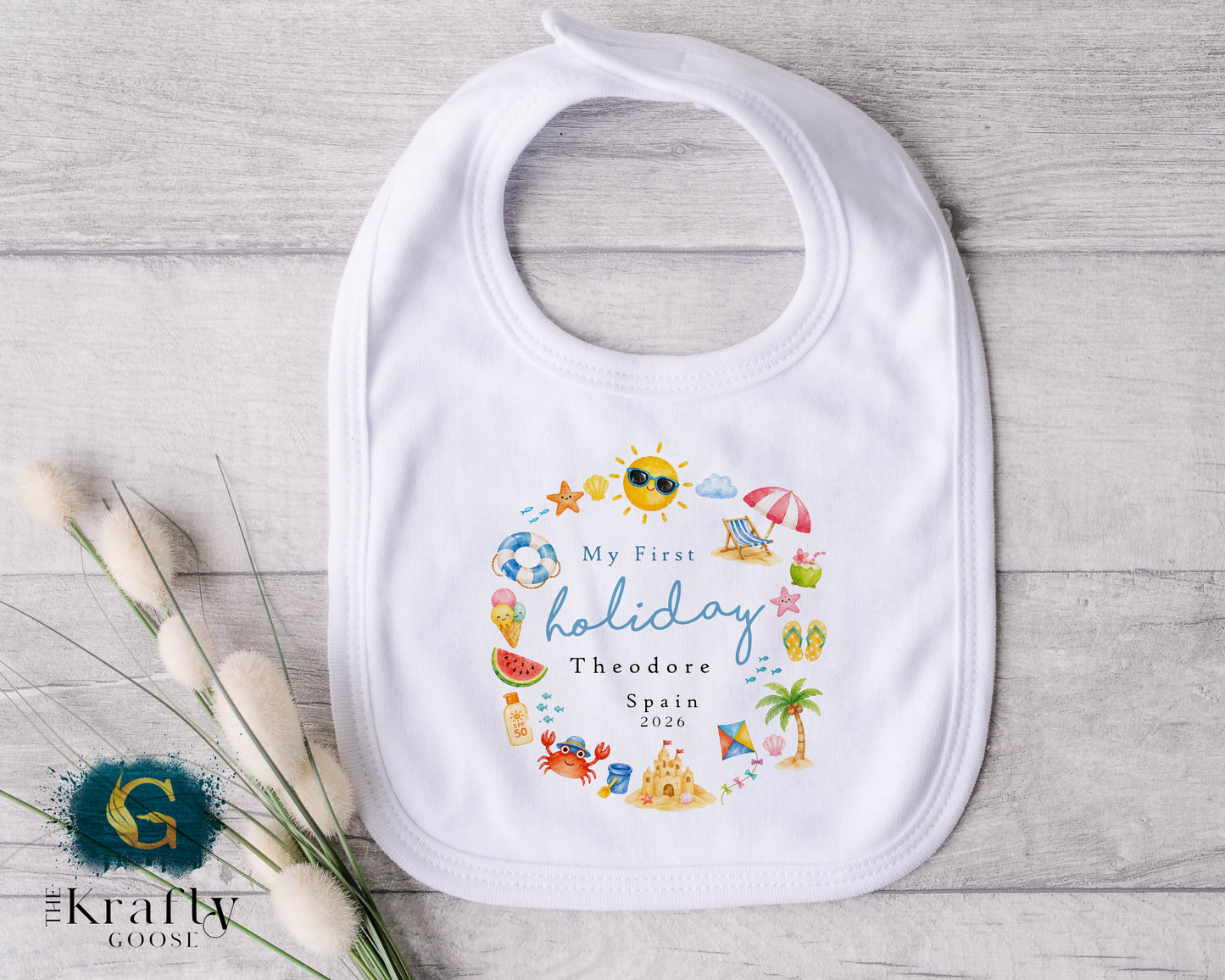 My First Holiday - Summer Wreath - T-Shirt - Vest - Sleepsuit Romper - Sweater