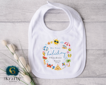 My First Holiday - Summer Wreath - T-Shirt - Vest - Sleepsuit Romper - Sweater