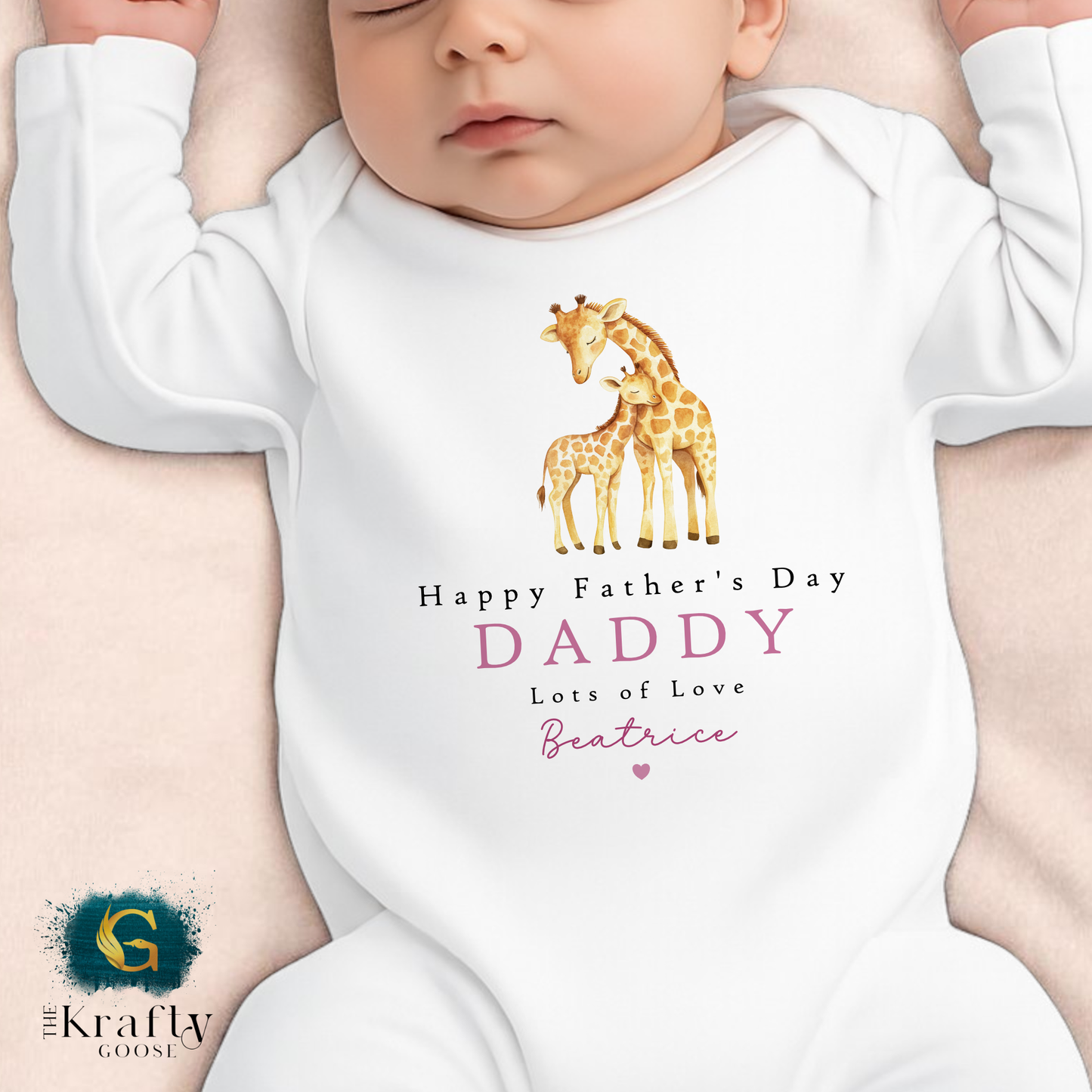 Happy Fathers Day Giraffe - T-Shirt - Vest - Sleepsuit Romper - Sweater