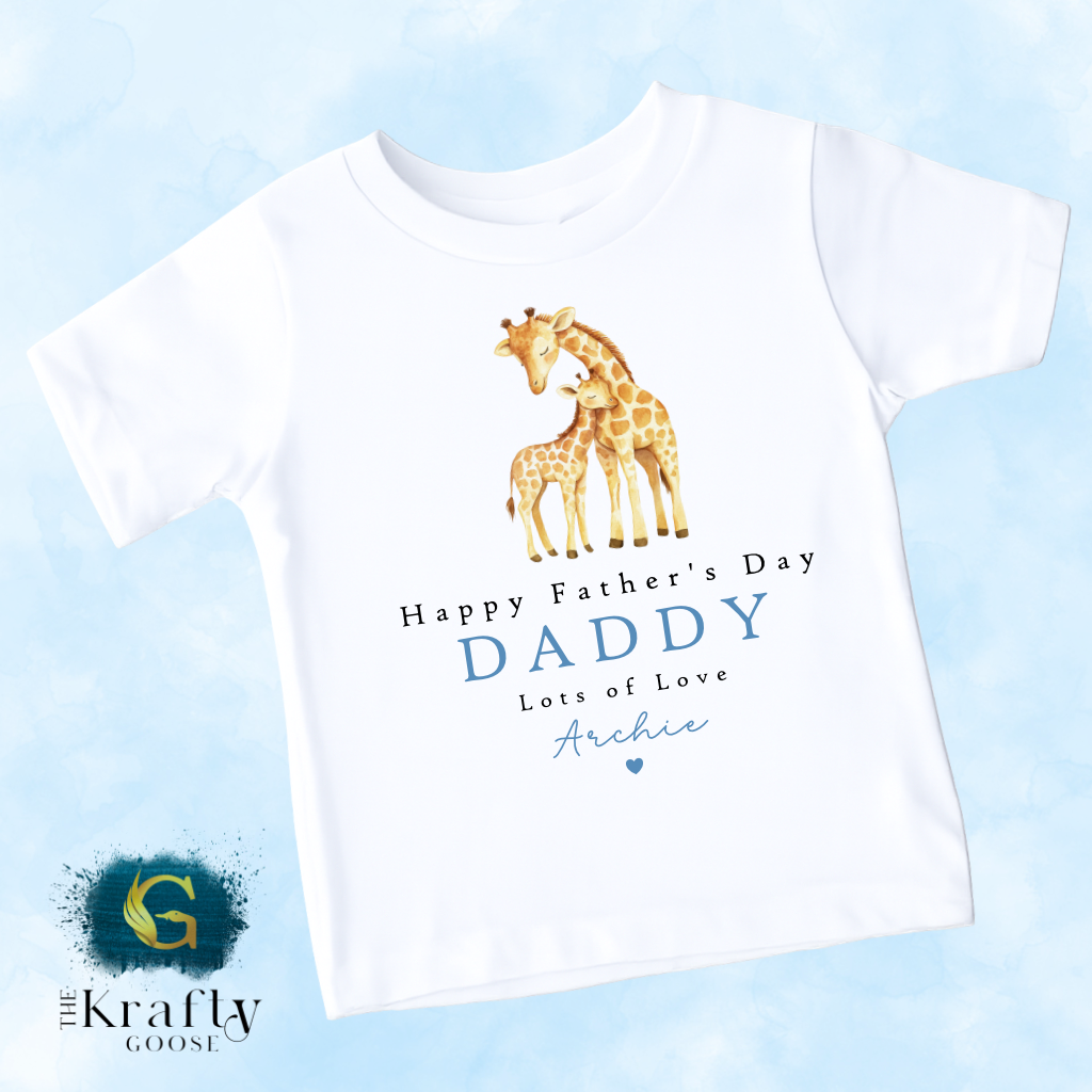 Happy Fathers Day Giraffe - T-Shirt - Vest - Sleepsuit Romper - Sweater