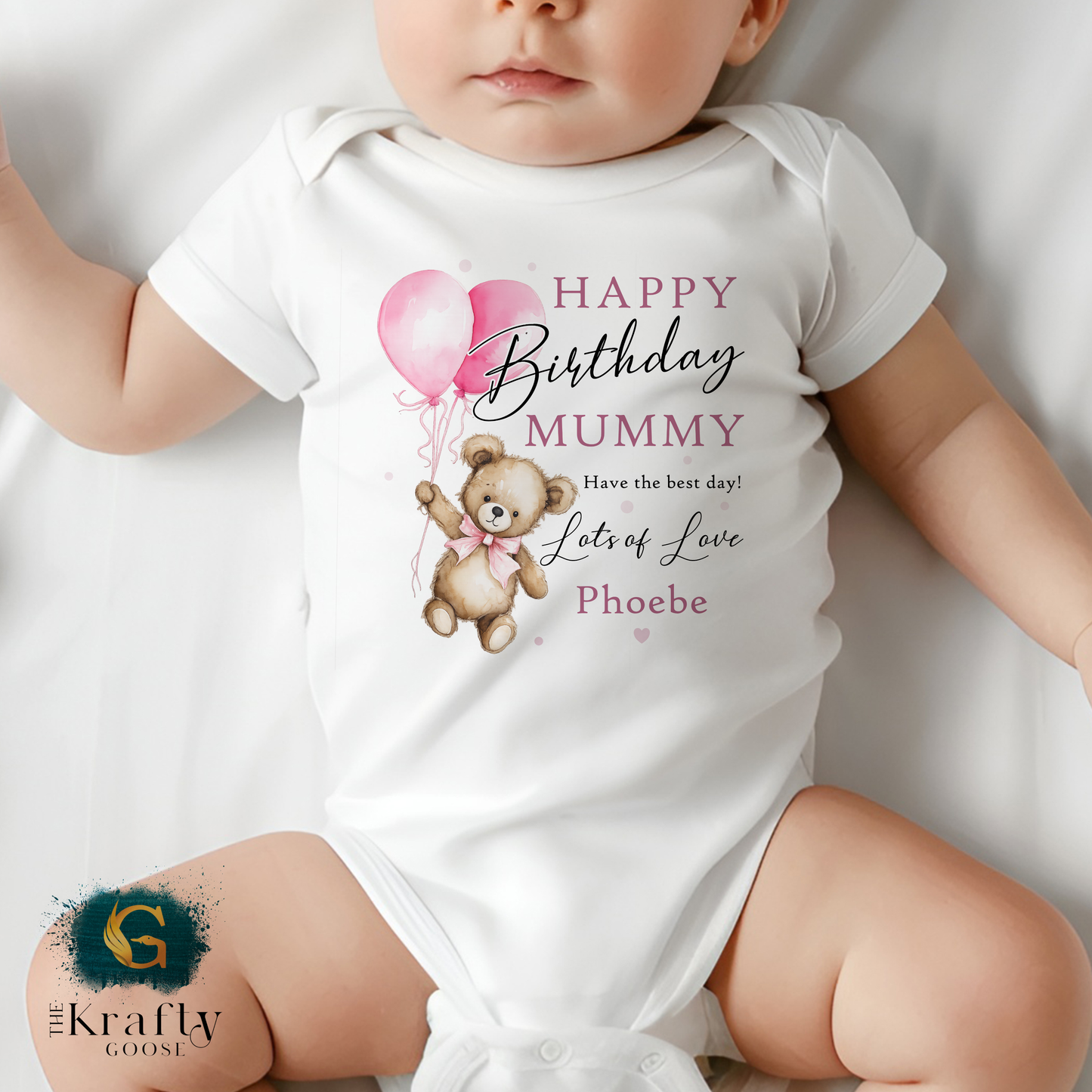 Happy Birthday Mummy - Teddy Bear - T-Shirt - Vest - Sleepsuit Romper