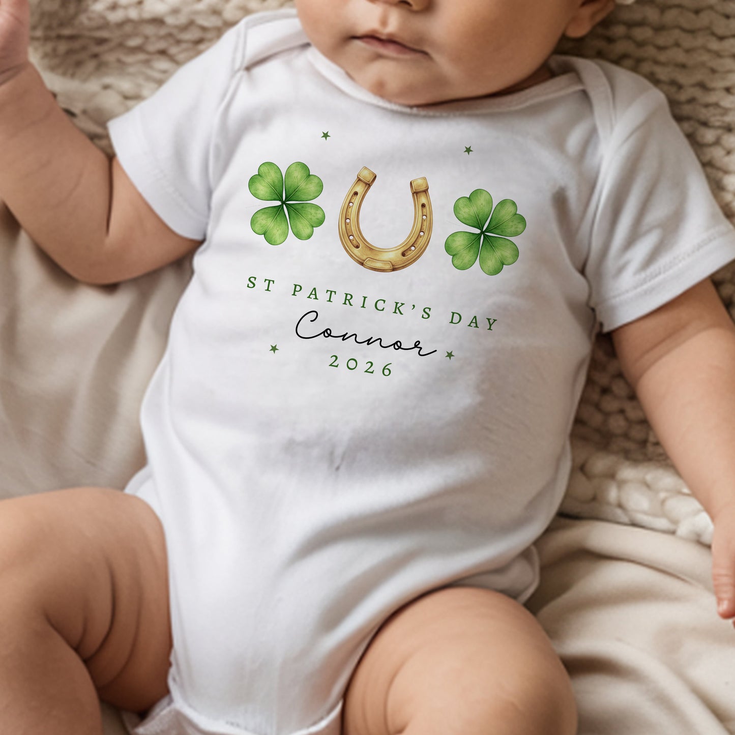 First St Patricks Day - Shamrock Horseshoe Design