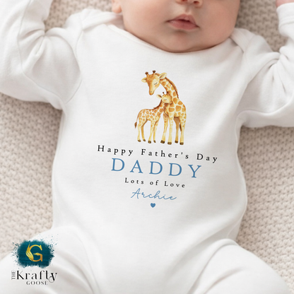 Happy Fathers Day Giraffe - T-Shirt - Vest - Sleepsuit Romper - Sweater