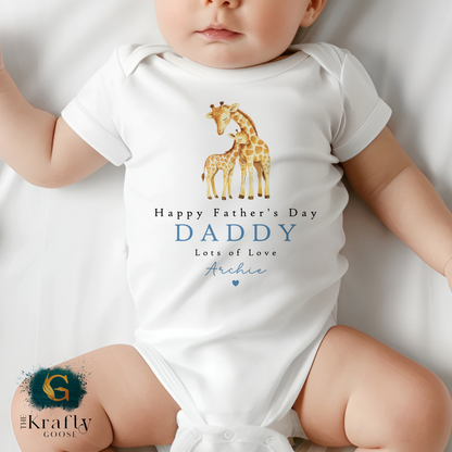 Happy Fathers Day Giraffe - T-Shirt - Vest - Sleepsuit Romper - Sweater