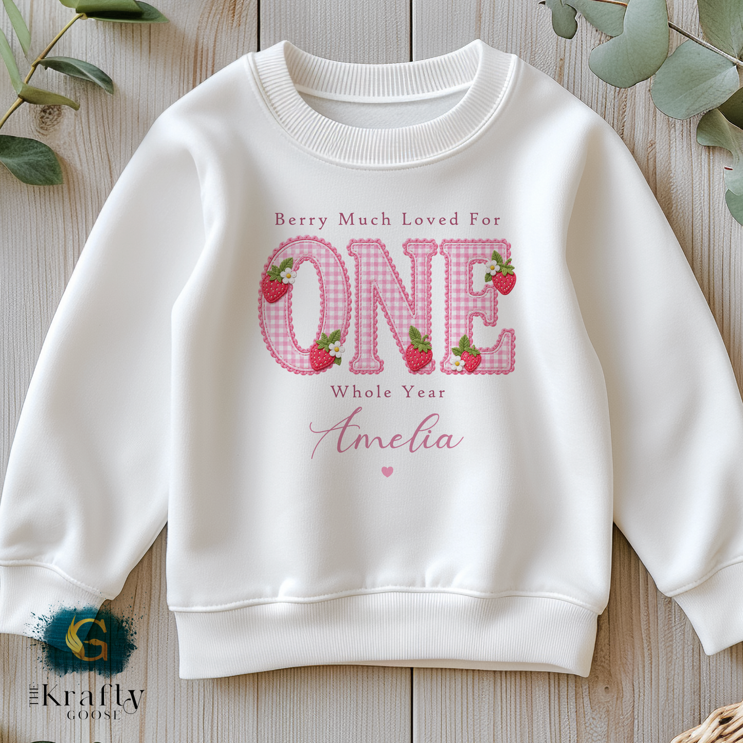 Berry Much Loved for ONE Whole Year - Strawberry Birthday Outfit - Baby or T-Shirt