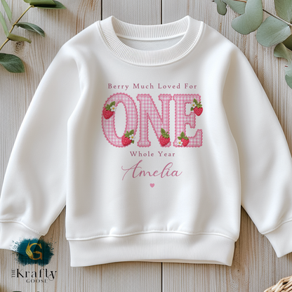 Berry Much Loved for ONE Whole Year - Strawberry Birthday Outfit - Baby or T-Shirt