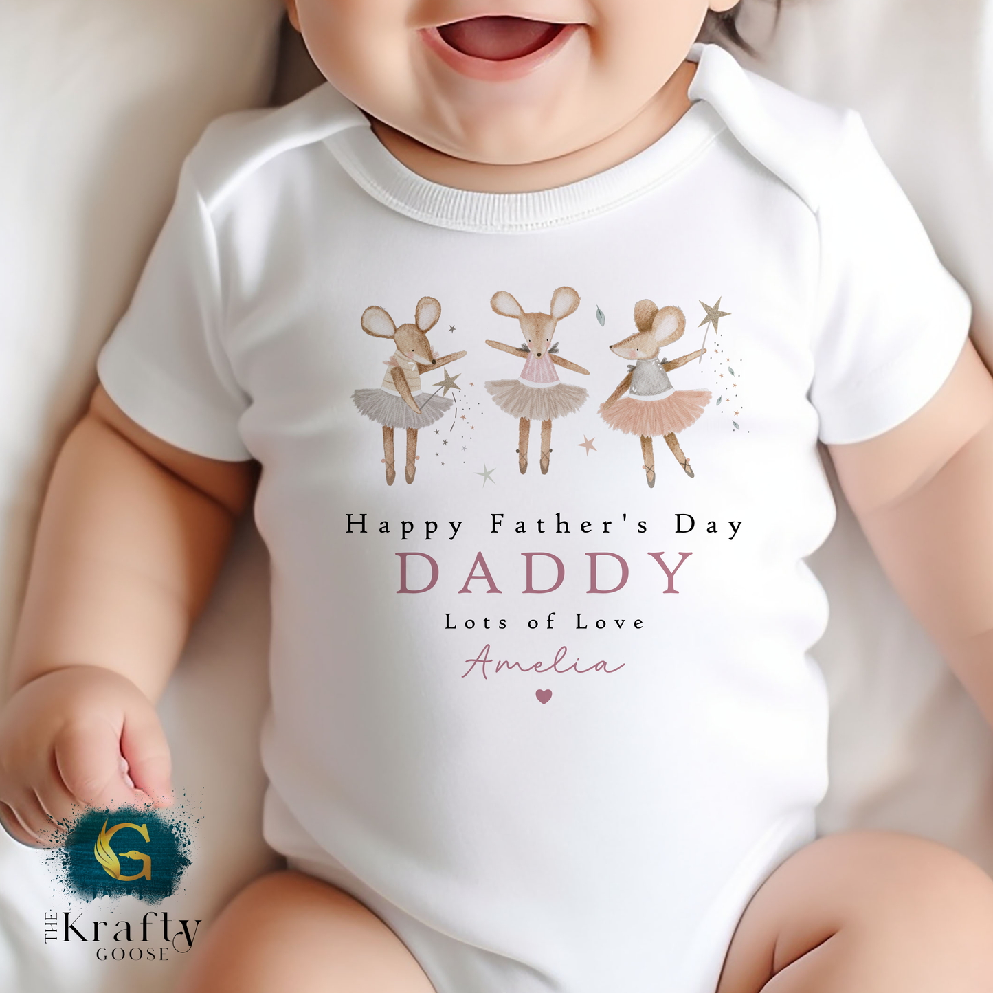 Happy Fathers Day Pink Mouse - T-Shirt - Vest - Sleepsuit Romper - Sweater