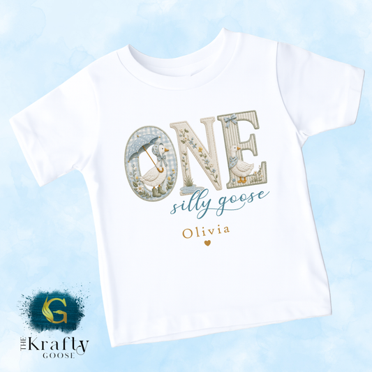 One Silly Goose - 1st Birthday Outfit T-Shirt - Babygrow Sleepsuit, Vest, Bib