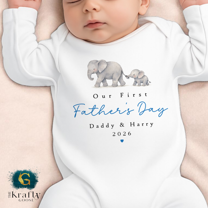 Our 1st Fathers Day Elephants - T-Shirt - Vest - Sleepsuit Romper - Sweater