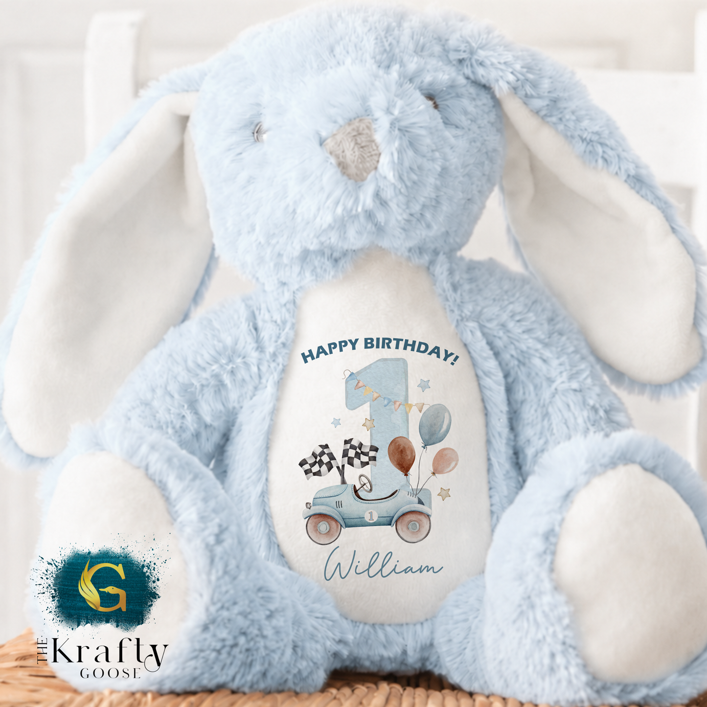1st Birthday Bunny - Race Car 1st Birthday Bear