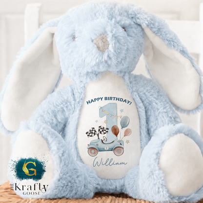 1st Birthday Bunny - Race Car 1st Birthday Bear