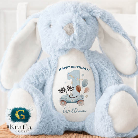1st Birthday Bunny - Race Car 1st Birthday Bear