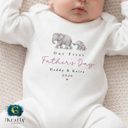 Our 1st Fathers Day Elephants - T-Shirt - Vest - Sleepsuit Romper - Sweater