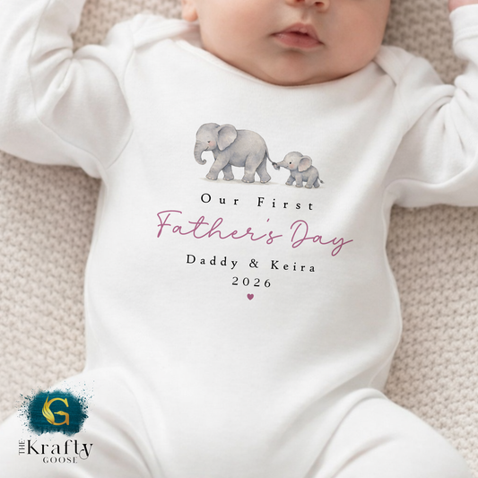 Our 1st Fathers Day Elephants - T-Shirt - Vest - Sleepsuit Romper - Sweater