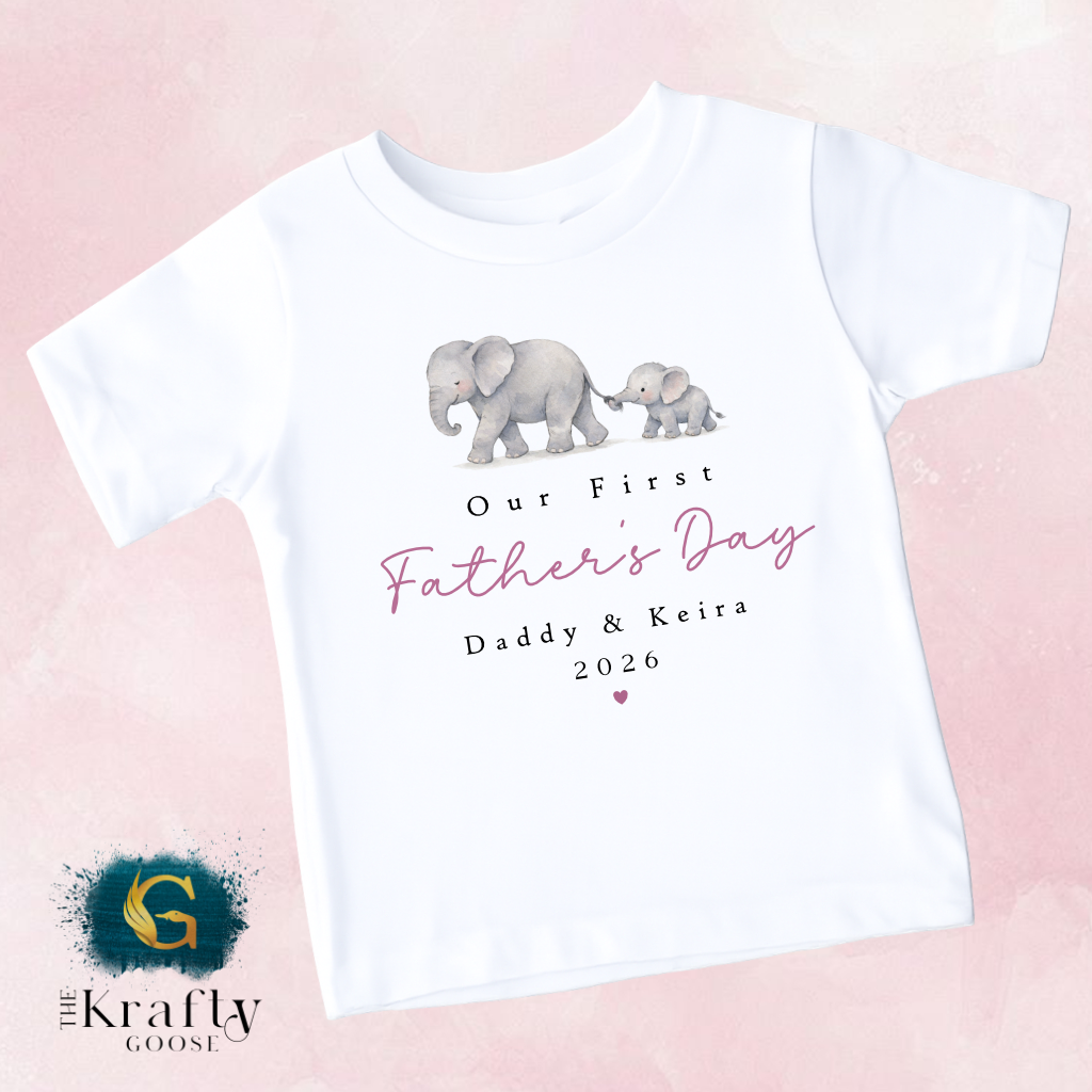 Our 1st Fathers Day Elephants - T-Shirt - Vest - Sleepsuit Romper - Sweater