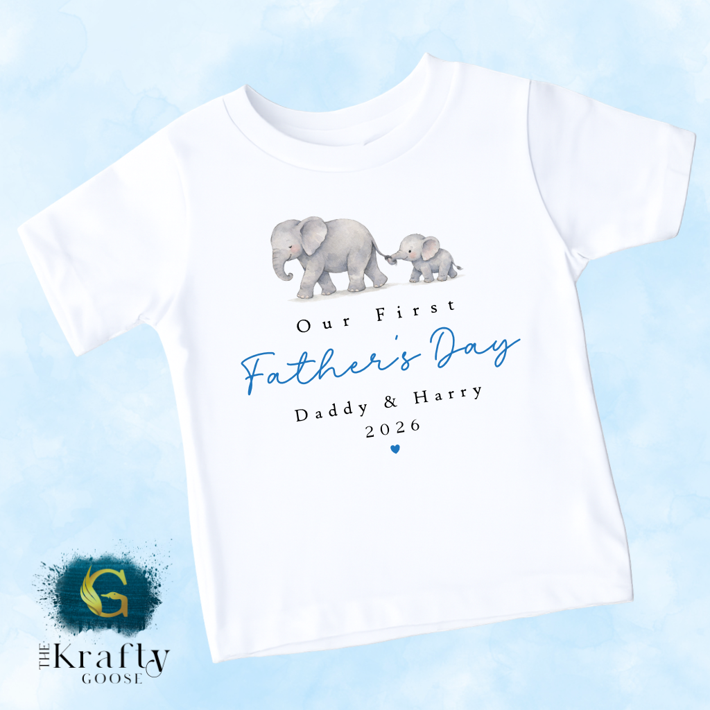 Our 1st Fathers Day Elephants - T-Shirt - Vest - Sleepsuit Romper - Sweater