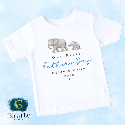 Our 1st Fathers Day Elephants - T-Shirt - Vest - Sleepsuit Romper - Sweater