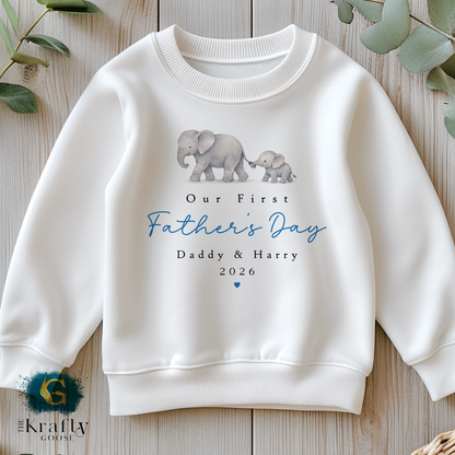 Our 1st Fathers Day Elephants - T-Shirt - Vest - Sleepsuit Romper - Sweater