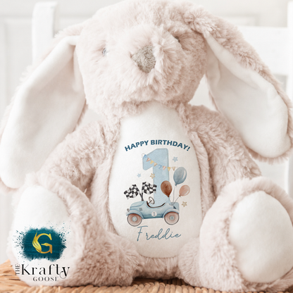 1st Birthday Bunny - Race Car 1st Birthday Bear