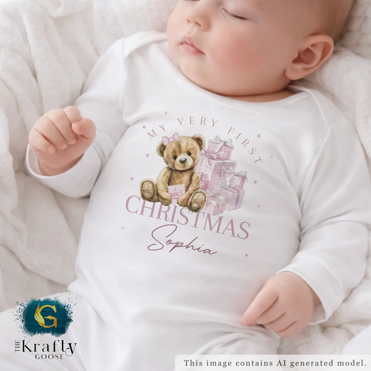 My Very First Christmas - Pink Bear Design