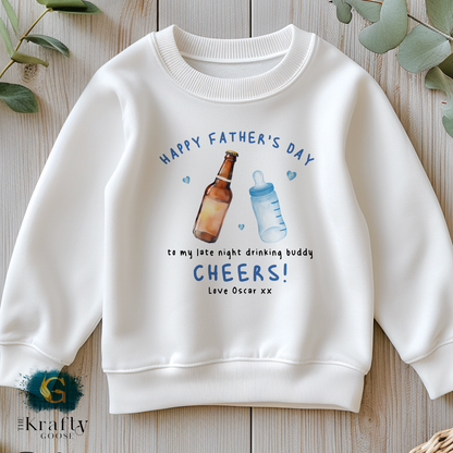 Cheers Daddy Happy Fathers Day - Blue - T-Shirt - Vest - Sleepsuit Romper - Sweater