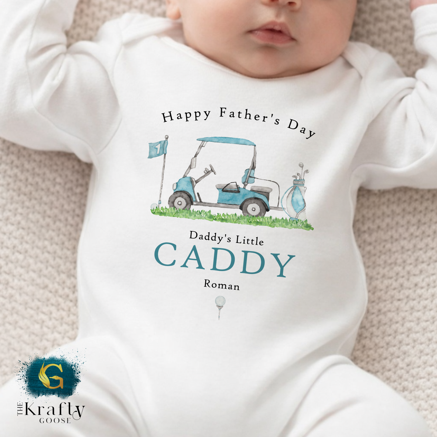 Daddy's Little Golf Caddy - Blue Happy Father's Day - T-Shirt - Vest - Sleepsuit Romper - Sweater